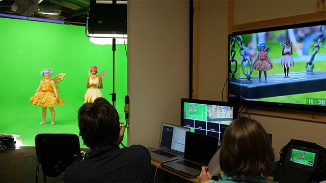 Cbeebies filming in our Video studios in Manchester using our live keyer