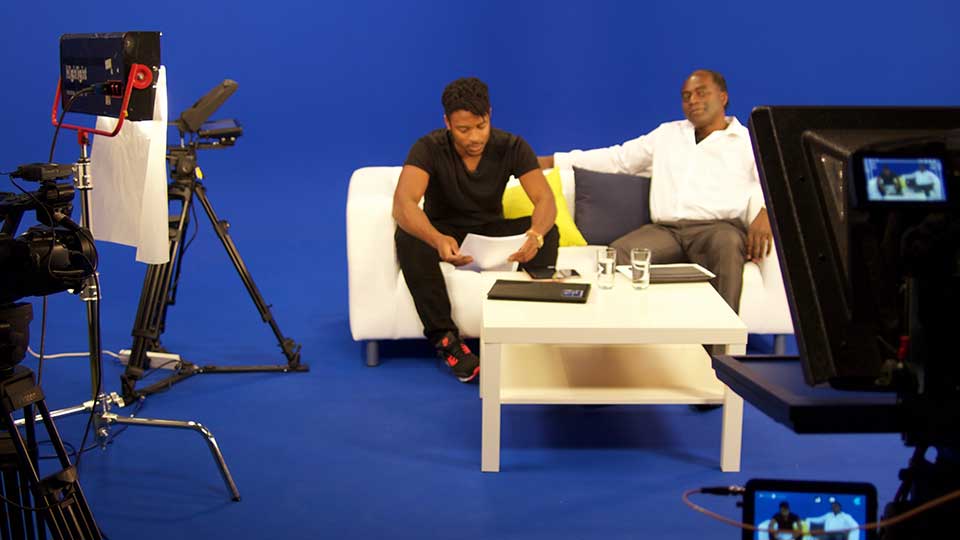A break between takes in our Video production studios in Manchester