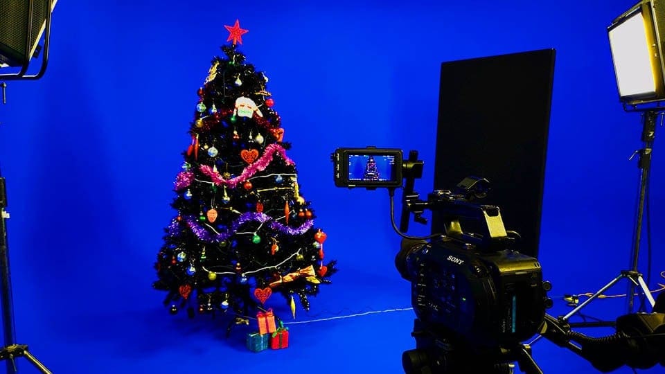 Christmas commercial filming studio image