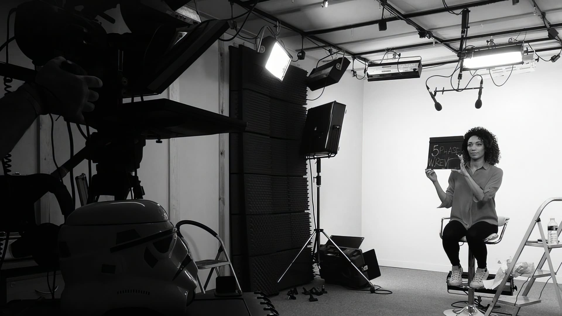 cameras and autocue in a soundproof studio