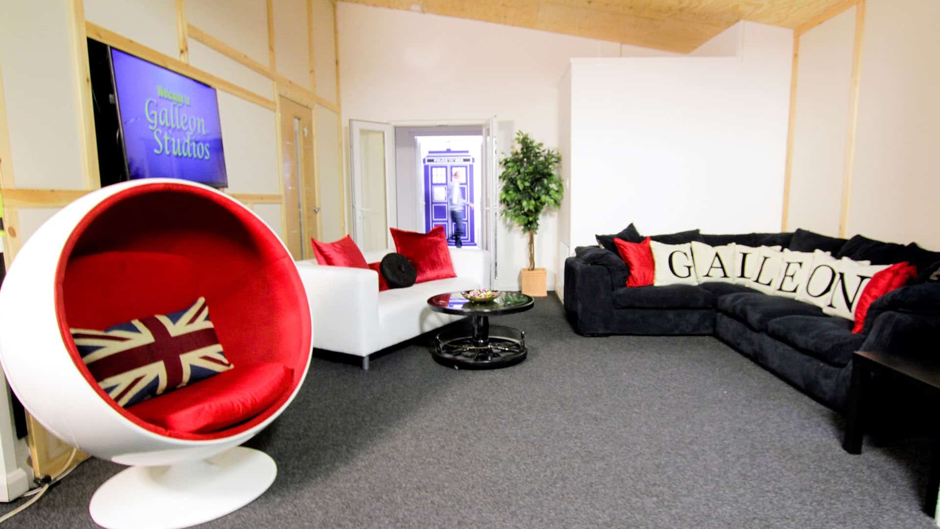 Modern lounge area with stylish seating arrangements.
