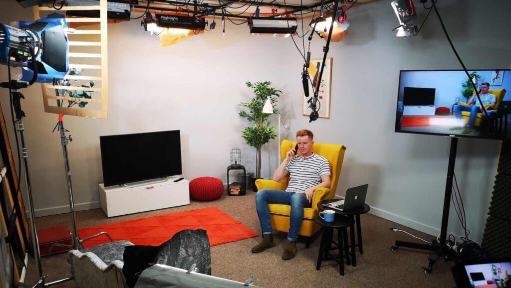 set in the soundproof studio