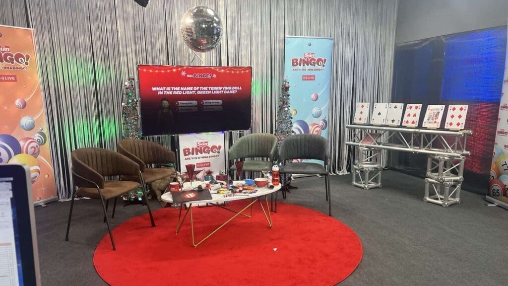 Award-Winning Studios in Manchester: Galleon Studios 15 Colorful bingo game studio with decorations setup