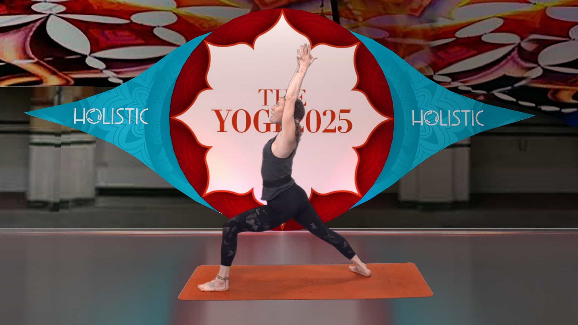 Award-Winning Studios in Manchester: Galleon Studios 3 Person practicing yoga in vibrant virtual studio setting