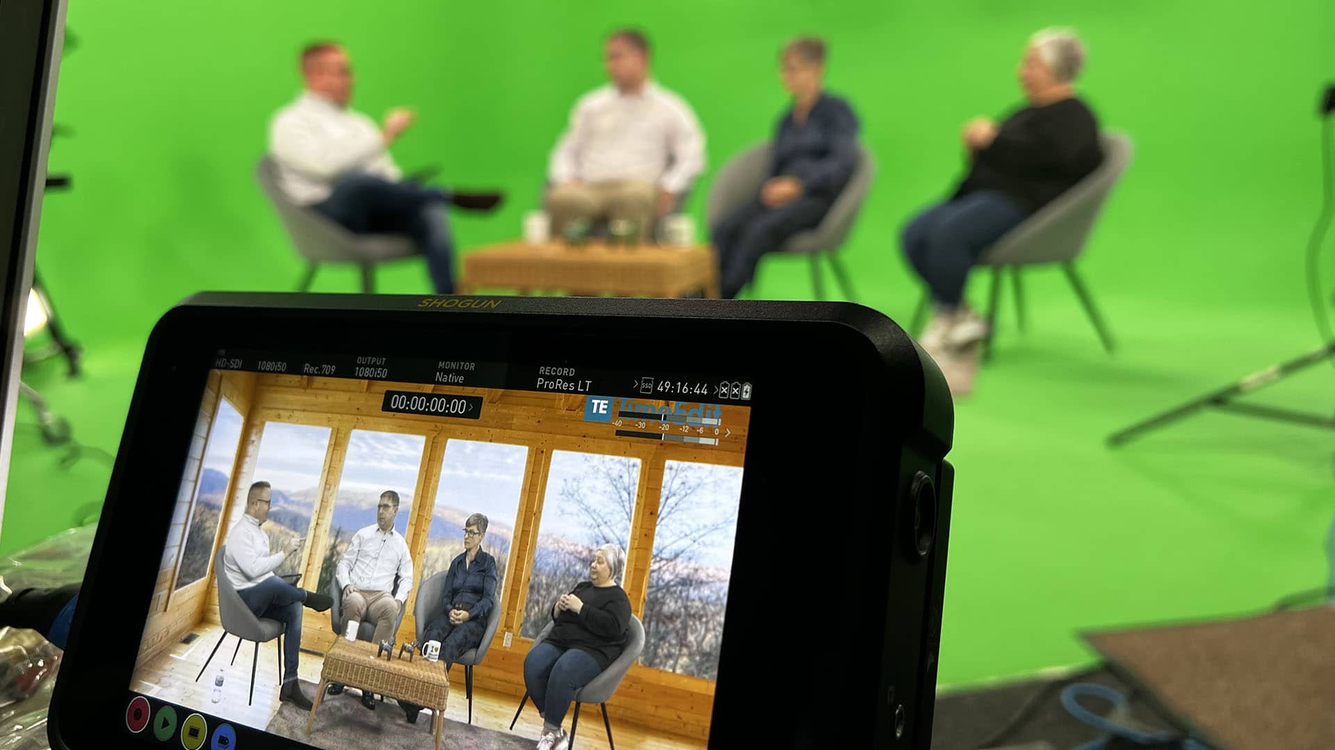 Beyond the Basics: 5 Innovative Uses for Green Screen Technology at Our Manchester Studios 2 live broadcasts on vitual stage
