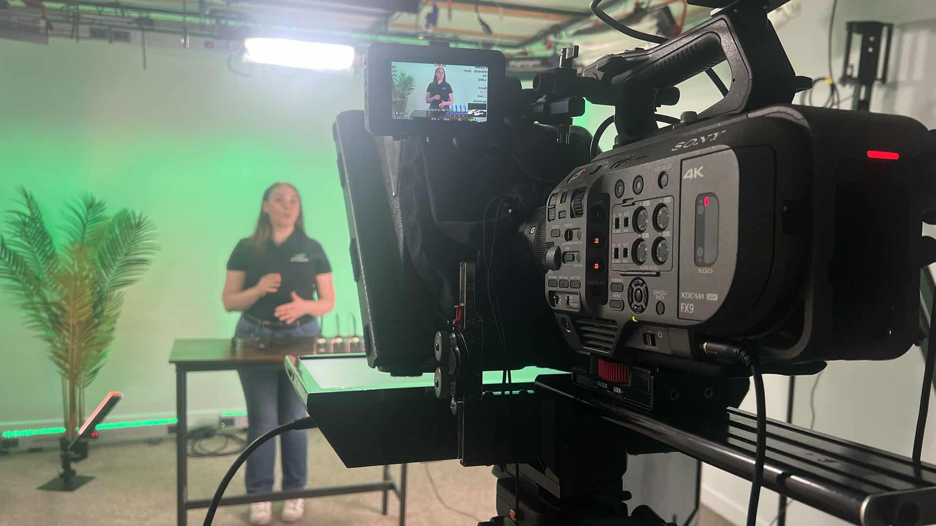 Professional video shoot with digital camera setup