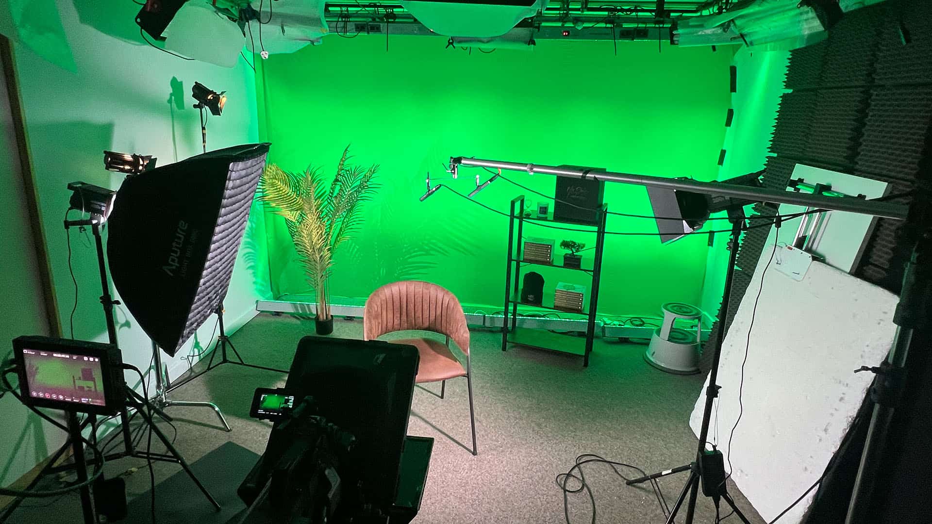 Green screen studio setup for Manchester microdrama