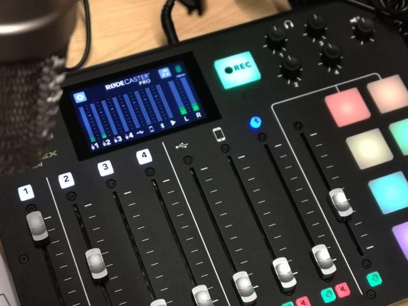 Rodecaster recorder at our Manchester Podcast studio