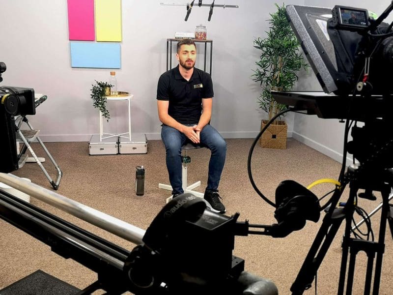 Man in studio hire setup Manchester filming