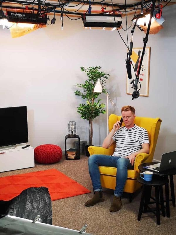 set in the soundproof studio